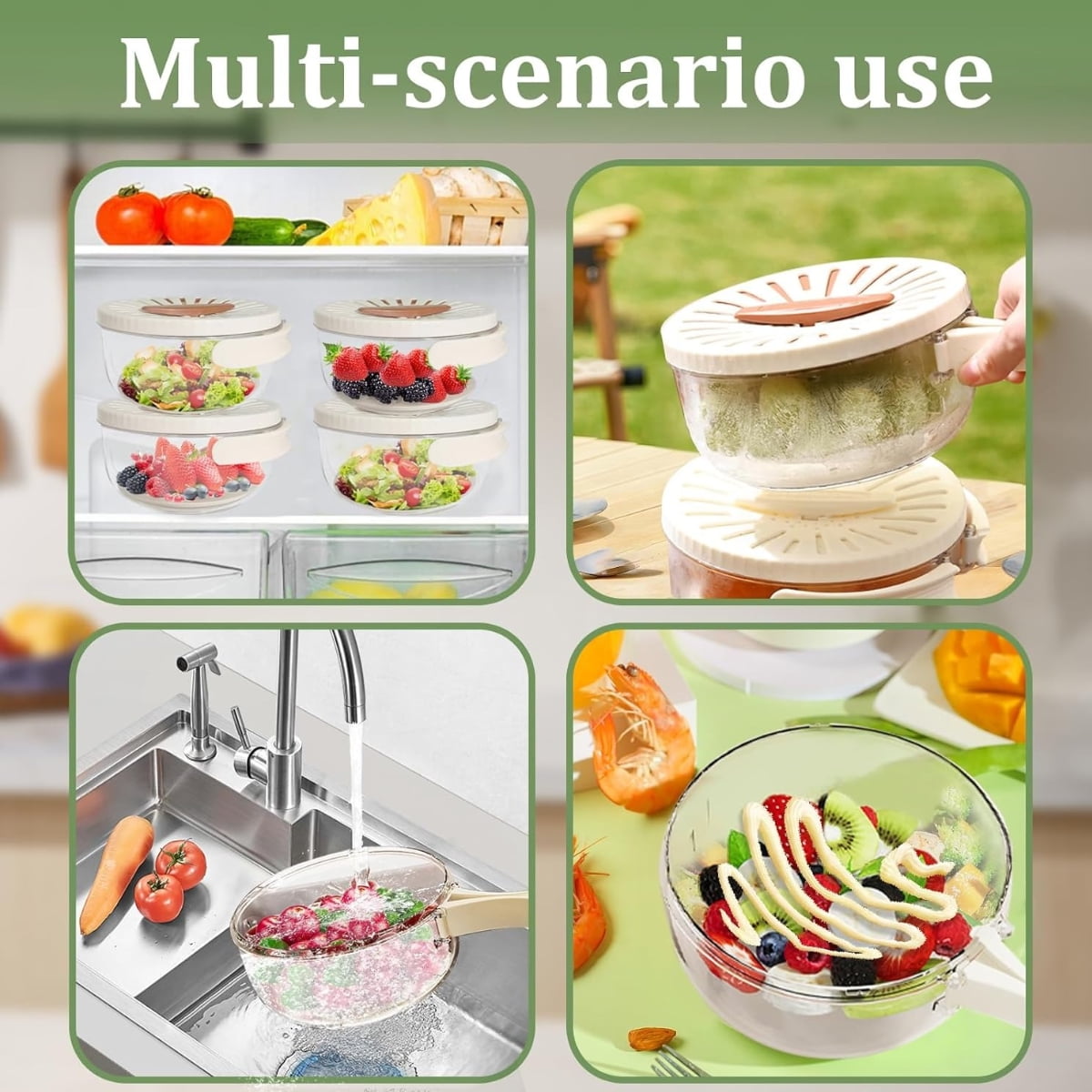 Foldable Fruit Wash & Storage Container with Built-in Strainer – Portable & Space-Saving Kitchen Organizer